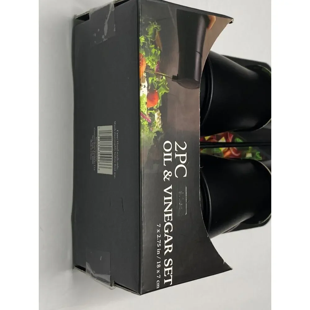 Oil and Vinegar Set 9.1oz 7in x 2.75in Gourmet Home Products Black Metal